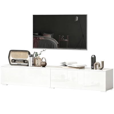 HOMCOM Floating TV Stand for TVs up to 75 Inch, 70.9" TV Cabinet, Entertainment Center with 2 Flip Doors, High Gloss White