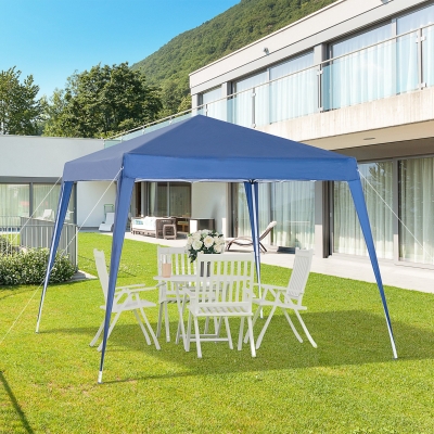 Outsunny 8' x 8' Pop Up Canopy, Outdoor Folding Tent, Portable Party Tent with Carrying Bag for Camping, Party, Picnic, Blue