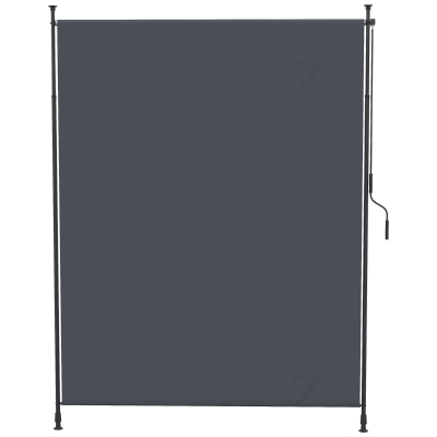Outsunny 7' x 10' Retractable Patio Awning, Manual Outdoor Privacy Screen with UPF40+ & Water-Resistant Fabric, Grey