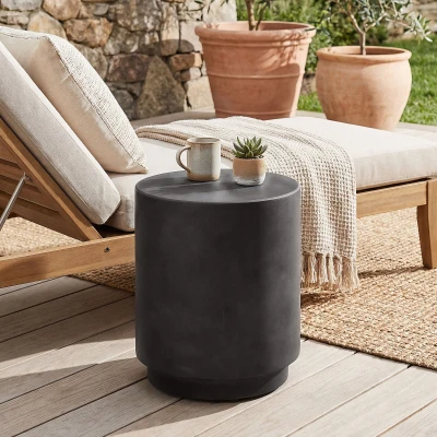 HOMCOM Accent Table with Concrete Finish, Adjustable Feet, Charcoal Gray