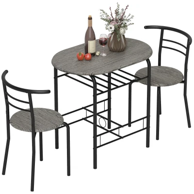 HOMCOM Dining Table Set of 3, 31.5" Kitchen Table and Chairs Set for 2 with Shelf, for Small Space, Dining Room, Living Room