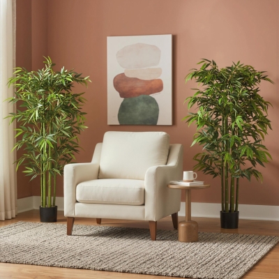 HOMCOM 5.3ft Artificial Tree Set of 2, Indoor Fake Bamboo with Pot, for Home, Office, and Living Room Decor