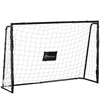 Soozier 6ft x 4ft Soccer Goal Net with Metal Frame, PE Mesh, Ground Stakes, Easy Assembly, Black