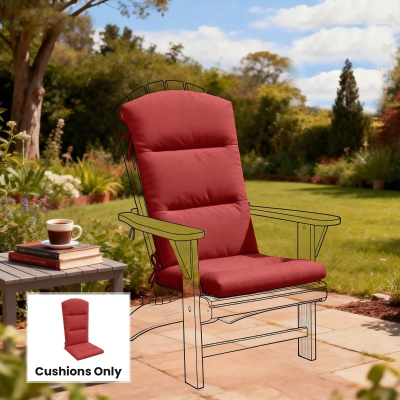 Outsunny Patio Chair Cushion for Adirondack Chairs Replacement Cushion with Back and Ties, Wine Red