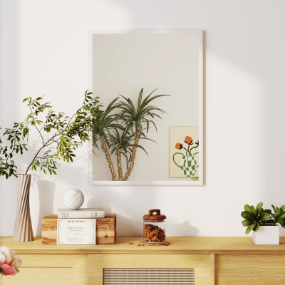 HOMCOM 22" x 30" Bathroom Mirror for Wall, Rectangular Mirror for Living Room, Bedroom, Entryway, White