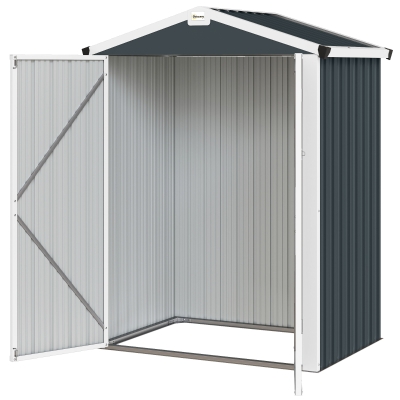 Outsunny 4.4' x 3' Outdoor Storage Shed with Double Doors, Metal Garden Shed for Backyard Patio