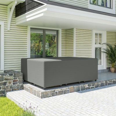 Outsunny Patio Furniture Covers, Waterproof, Windproof Anti-UV 600D Heavy Duty Oxford Fabric Outdoor Furniture Cover for Dining Table Chair Set, 108" x 80" x 35", Charcoal Grey