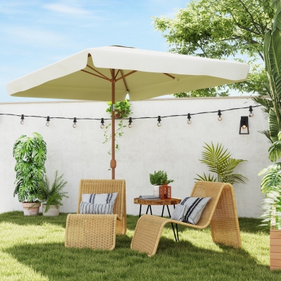 Outsunny Patio Umbrella 118.1" x 78.7" Outdoor Parasol UV50+ Protection in Beige