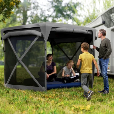 Pop Up Canopy 135.8" L x 135.8" W x 82.7" H Dark Gray