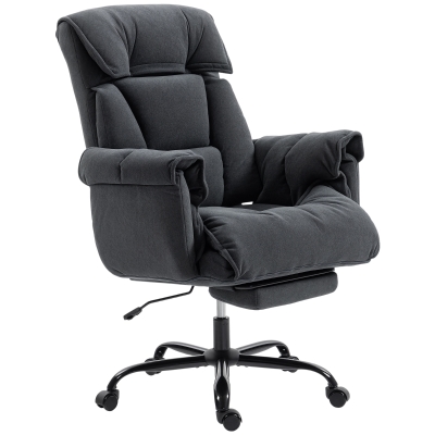 HOMCOM High Back Reclining Office Chair with Footrest, Dark Gray