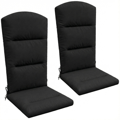 Outsunny Patio Chair Cushion for Adirondack Chairs Replacement Cushion with Back and Ties, Black