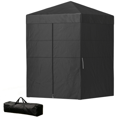 Outsunny 5 x 5 ft Compact Pop Up Canopy Tent, UPF 50+ Changing Room, Portable Instant Privacy Canopy with Mesh Window, Black