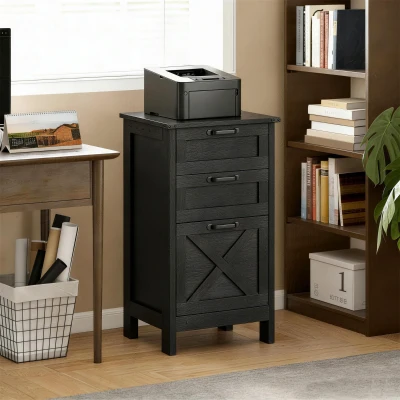 File Cabinet 18.1" W x 15.7" D x 29.5" H Distressed Black