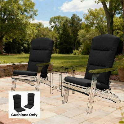 Outsunny Patio Chair Cushion for Adirondack Chairs Replacement Cushion with Back and Ties, Black