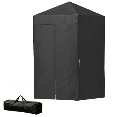 Outsunny 4 x 4 ft Compact Pop Up Canopy Tent, UPF 50+ Changing Room, Portable Instant Privacy Canopy with Mesh Window, Black