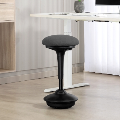 HOMCOM Swivel Standing Desk Chair, Backless Wobble Stool Chair, Adjustable Active Ergonomic Standing Stool with Rocking Motion