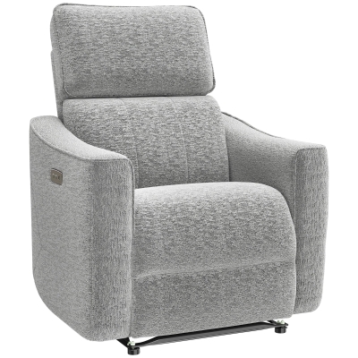 HOMCOM Power Recliner Chair, Linen-look Fabric Upholstered Recliner Chair with USB Ports, Footrest, Grey