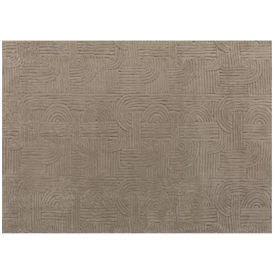 HOMCOM 7.5x9.5 Area Rug, Luxurious Faux Fur Rug, Machine-woven Construction, Resists Shedding and Fading for Living Room, Bedroom, Dining Room, Tan