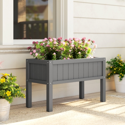 Outsunny Raised Garden Bed with Legs, HDPE Raised Planter with Drainage Holes and Liner for Vegetables Flowers Herbs