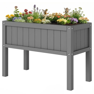 Outsunny Raised Garden Bed with Legs, HDPE Raised Planter with Drainage Holes and Liner for Vegetables Flowers Herbs