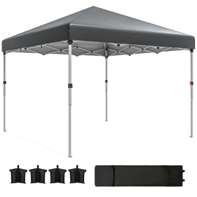 Outsunny 10' x 10' Pop Up Canopy with Sidewalls, Roller Bag, Height Adjustable Instant Tent for Outdoor, Garden, Patio, Grey