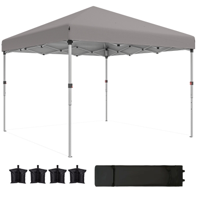 Outsunny 10' x 10' Pop Up Canopy with Sidewalls, Roller Bag, Height Adjustable Instant Tent for Outdoor, Garden, Patio, Grey