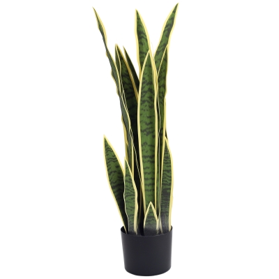 Outsunny 30" Artificial Snake Plant with 21 Leaves in Pot, Decorative Fake Plant for Home, Office, and Living Room, Green