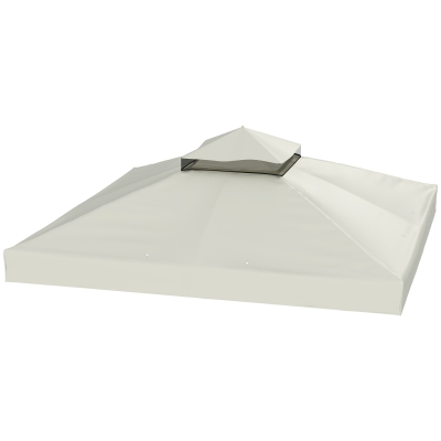 Outsunny 10' x 10' Gazebo Canopy Replacement Cover, 2-Tier Garden Gazebo Roof Replacement, UPF30+, TOP COVER ONLY, Light Grey