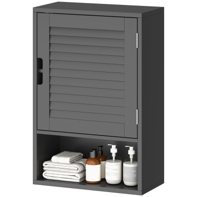 HOMCOM Bathroom Cabinet, Wall Mounted Storage Cabinet with Adjustable Shelves, 40 x 20 x 60 cm, Black