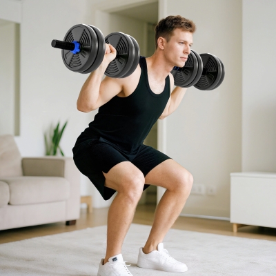 Soozier Adjustable Dumbbell Set, 3 in 1 Weights Dumbbells Set for Home Gym, 33lb Free Weights with Connector and Non-Slip Grip