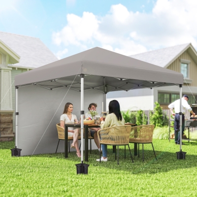 Outsunny 10' x 10' Pop Up Canopy with Sidewalls, Roller Bag, Height Adjustable Instant Tent for Outdoor, Garden, Patio, Grey