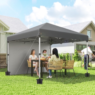 Outsunny 10' x 10' Pop Up Canopy with Sidewalls, Roller Bag, Height Adjustable Instant Tent for Outdoor, Garden, Patio, Grey