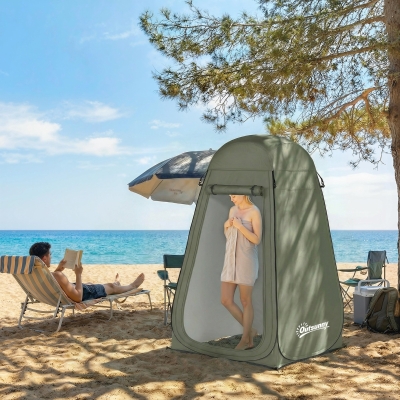 Outsunny Pop Up Shower Tent, Portable Privacy Room for Outdoor Changing, Dressing, Fishing Storage with Carrying Bag, Green