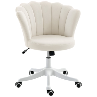 HOMCOM Office Chair, Armless Swivel Desk Chair with Adjustable Height, Backrest, Tilt Function for Office, Vanity, Cream