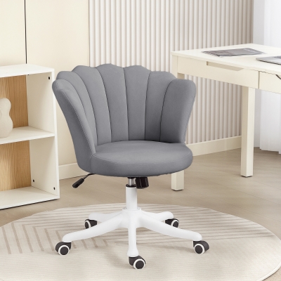 HOMCOM Office Chair, Armless Swivel Desk Chair with Adjustable Height, Backrest, Tilt Function for Office, Vanity, Grey