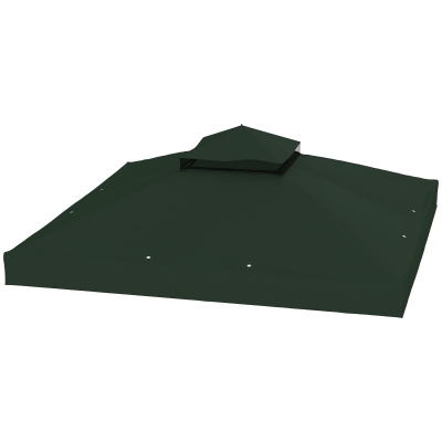 Outsunny 10' x 10' Gazebo Canopy Replacement Cover, 2-Tier Garden Gazebo Roof Replacement, UPF30+, TOP COVER ONLY, Green