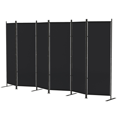 HOMCOM 6 Panel Room Divider, 6 Ft Folding Privacy Screen, Portable Freestanding Partition Wall Divider, Black