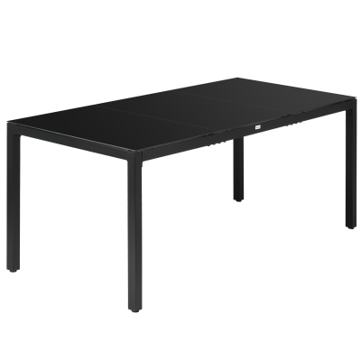 Outsunny Rectangular Outdoor Dining Table for 8 People with Tempered Glass Top and Aluminum Frame, Black 70.9" x 31.5" x 28.3"
