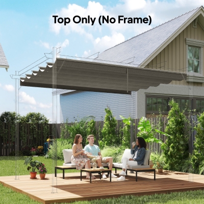 Outsunny 8.2' x 8.4' Retractable Pergola Canopy Replacement for 10' x 10' Frame, Cover Replacement (Cover Top Only), Light Grey