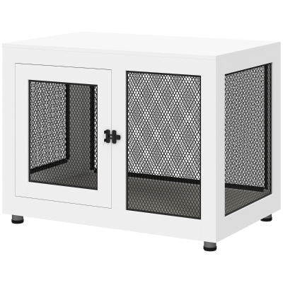 PawHut 37" Dog Crate Furniture, Double Doors, White