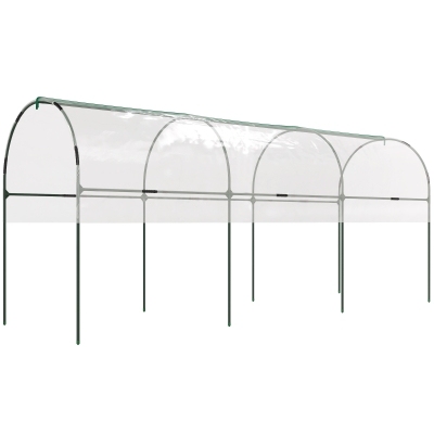 Outsunny Tunnel Tomato Greenhouse with 4 Hoops and Top Tap, Pointed Bottom and Guy Ropes, 157.5" x 48.4" x 67.3", Clear