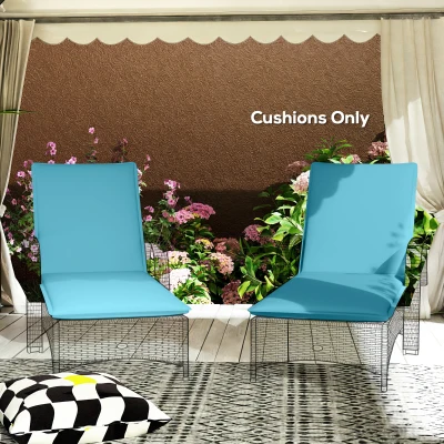 Outsunny Set of 2 Foldable Outdoor Chaise Lounge Cushions, Light Blue