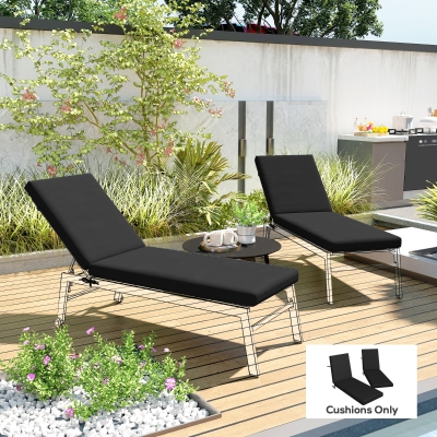Outsunny 2-Piece Back and Seat Cushion Pillows Replacement, Patio Chair Cushions Set with Ties for Indoor Outdoor, Black