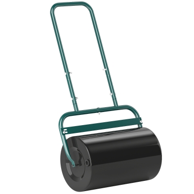 Outsunny Heavy Duty Lawn Roller, 20" Push/Tow Behind Sod Roller, Grass Flattener Filled with 11gal Water/136lbs Sand, Green