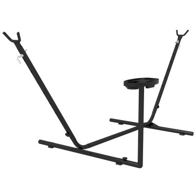 Outsunny 10' Hammock Stand with Side Tray, Hammock Chair Stand Only with Steel Frame, Black