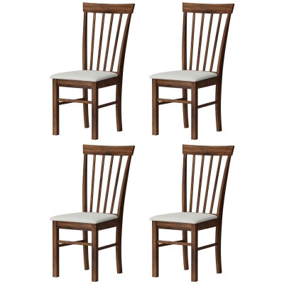 HOMCOM Set of 4 Wooden Upholstered Dining Chairs, Dark Brown/Beige
