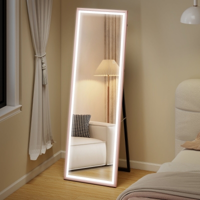 HOMCOM LED Mirror with Dimmable and 3 Colour Lights, 64" x 21" Rectangular Full Body Mirror for Bedroom Living Room, Pink
