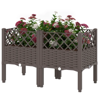 Outsunny Raised Garden Bed with Legs, Self Watering Elevated Planter Boxes with Drainage Holes, 31.5" x 15.7" x 20.3"