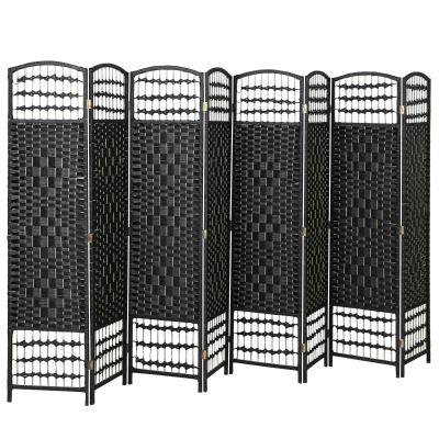 HOMCOM 8-Panel Folding Privacy Screen Room Divider, Black