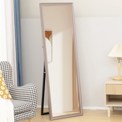 HOMCOM 64" x 21" Rectangular Full Length Mirror with Frame, Free Standing, Wall Mounted or Leaning, Gunmetal Silver